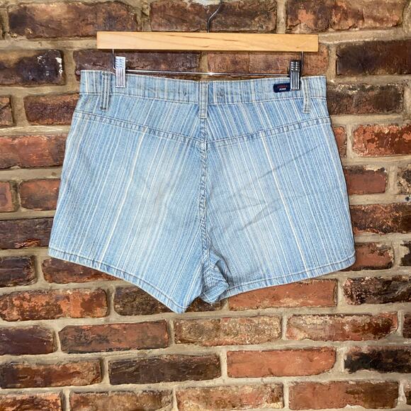 Vigoss Vintage Blue Striped Stretch Denim jean Shorts Women's Size 13/14 - Picture 6 of 6